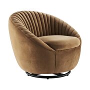 Tufted performance velvet swivel chair in black/ cognac by Modway additional picture 2