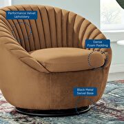 Tufted performance velvet swivel chair in black/ cognac by Modway additional picture 7