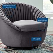 Tufted performance velvet swivel chair in black/ gray by Modway additional picture 7