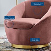 Performance velvet swivel chair in gold/ dusty rose by Modway additional picture 7