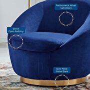 Performance velvet swivel chair in gold/ navy by Modway additional picture 7