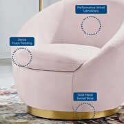 Performance velvet swivel chair in gold/ pink by Modway additional picture 7