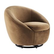 Performance velvet swivel chair in black/ cognac by Modway additional picture 2