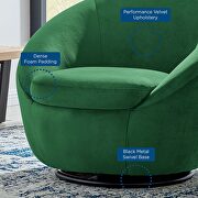 Performance velvet swivel chair in black/ emerald by Modway additional picture 7