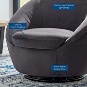 Performance velvet swivel chair in black/ gray by Modway additional picture 7