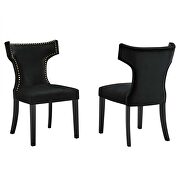 Black finish performance velvet upholstery dining chairs - set of 2 by Modway additional picture 2