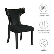 Black finish performance velvet upholstery dining chairs - set of 2 by Modway additional picture 9