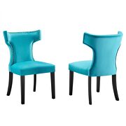 Blue finish performance velvet upholstery dining chairs - set of 2 by Modway additional picture 2