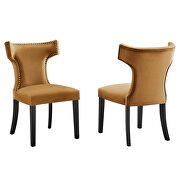 Cognac finish performance velvet upholstery dining chairs - set of 2 by Modway additional picture 2