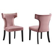 Dusty rose finish performance velvet upholstery dining chairs - set of 2 by Modway additional picture 2