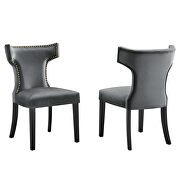 Gray finish performance velvet upholstery dining chairs - set of 2 by Modway additional picture 2