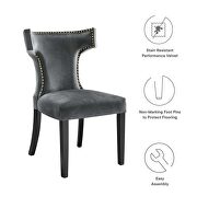 Gray finish performance velvet upholstery dining chairs - set of 2 by Modway additional picture 9
