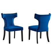 Navy finish performance velvet upholstery dining chairs - set of 2 by Modway additional picture 2