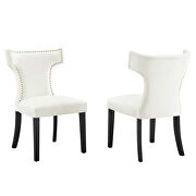 White finish performance velvet upholstery dining chairs - set of 2 by Modway additional picture 2