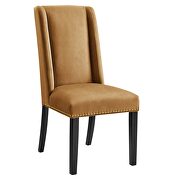 Cognac finish stain-resistant performance velvet dining chairs - set of 2 additional photo 3 of 8