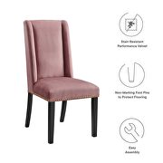 Dusty rose finish stain-resistant performance velvet dining chairs - set of 2 by Modway additional picture 8