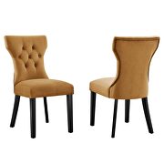 Cognac finish softly tapered back performance velvet dining chairs - set of 2 by Modway additional picture 2