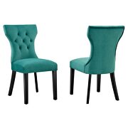 Teal finish softly tapered back performance velvet dining chairs - set of 2 by Modway additional picture 2