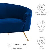 Upholstered performance velvet sofa in navy finish by Modway additional picture 7