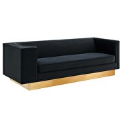 Upholstered performance velvet sofa in black finish with asymmetrical armrests by Modway additional picture 2