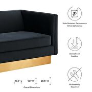 Upholstered performance velvet sofa in black finish with asymmetrical armrests additional photo 3 of 9