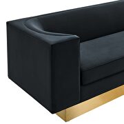 Upholstered performance velvet sofa in black finish with asymmetrical armrests additional photo 4 of 9