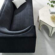 Upholstered performance velvet sofa in black finish with asymmetrical armrests by Modway additional picture 9