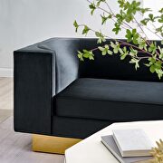 Upholstered performance velvet sofa in black finish with asymmetrical armrests by Modway additional picture 10