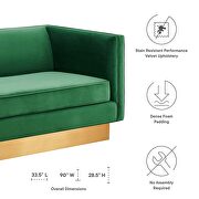 Upholstered performance velvet sofa in emerald finish with asymmetrical armrests by Modway additional picture 3