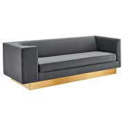 Upholstered performance velvet sofa in gray finish with asymmetrical armrests by Modway additional picture 2