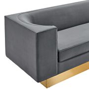 Upholstered performance velvet sofa in gray finish with asymmetrical armrests by Modway additional picture 4