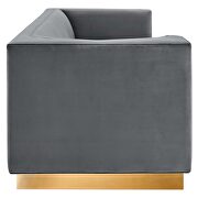 Upholstered performance velvet sofa in gray finish with asymmetrical armrests by Modway additional picture 5