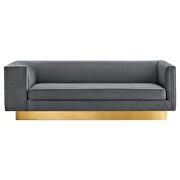 Upholstered performance velvet sofa in gray finish with asymmetrical armrests by Modway additional picture 7