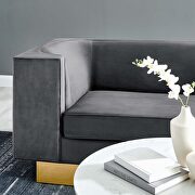 Upholstered performance velvet sofa in gray finish with asymmetrical armrests by Modway additional picture 10
