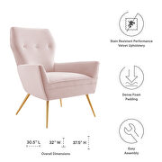 Pink finish button tufted performance velvet upholstery chair by Modway additional picture 3