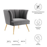 Channel tufted performance velvet chair in gray finish by Modway additional picture 3