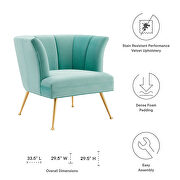 Channel tufted performance velvet chair in mint finish by Modway additional picture 3