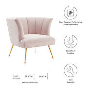 Channel tufted performance velvet chair in pink finish by Modway additional picture 3