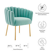 Mint finish channel tufted performance velvet upholstery chair by Modway additional picture 3