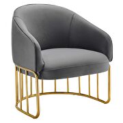 Gray performance velvet and gold-plated stainless steel base chair by Modway additional picture 2