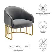 Gray performance velvet and gold-plated stainless steel base chair by Modway additional picture 3