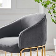 Gray performance velvet and gold-plated stainless steel base chair by Modway additional picture 8
