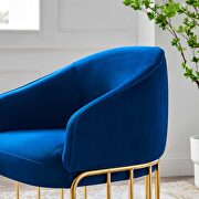 Navy performance velvet and gold-plated stainless steel base chair by Modway additional picture 8