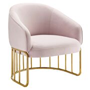 Pink performance velvet and gold-plated stainless steel base chair by Modway additional picture 2