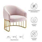 Pink performance velvet and gold-plated stainless steel base chair by Modway additional picture 3