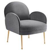 Gray performance velvet chair with gold stainless steel legs by Modway additional picture 2
