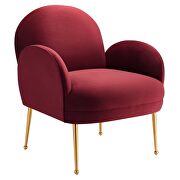 Maroon performance velvet chair with gold stainless steel legs by Modway additional picture 2