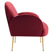 Maroon performance velvet chair with gold stainless steel legs by Modway additional picture 5