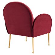 Maroon performance velvet chair with gold stainless steel legs by Modway additional picture 6