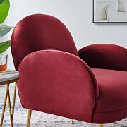 Maroon performance velvet chair with gold stainless steel legs by Modway additional picture 8